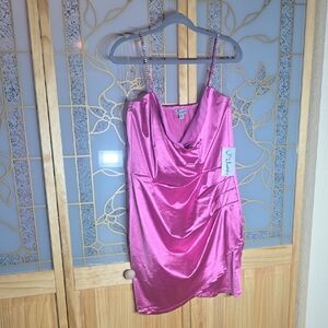 J for Justify Vibrant Pink Satin Dress
